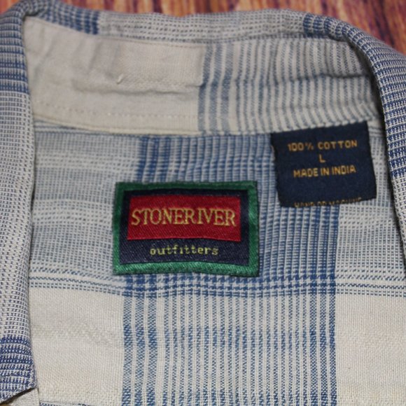 Stoneriver Blue Plaid L Short Sleeve Button Up - Picture 8 of 11